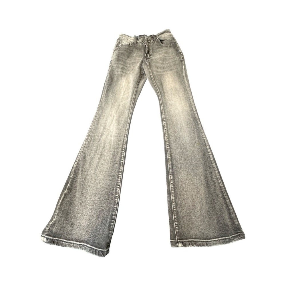 Unbranded Jeans Women S Grey Faded Low Rise Flare Bell Bottom Y2K Grunge